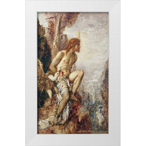Promethee - The Torture of Prometheus White Modern Wood Framed Art Print by Moreau, Gustave