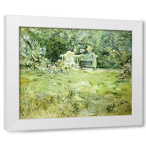 The Gardening Lesson White Modern Wood Framed Art Print by Morisot, Berthe