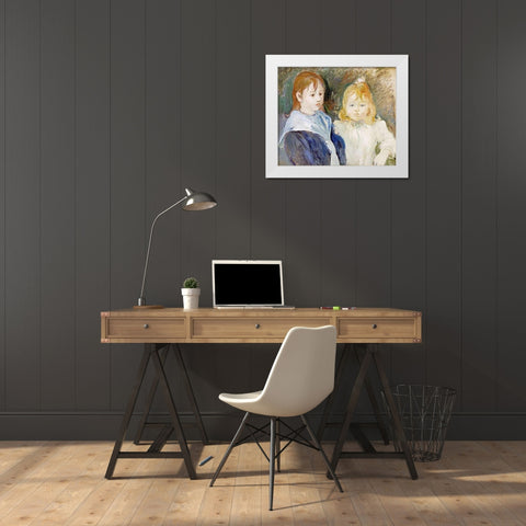 Portrait DEnfants White Modern Wood Framed Art Print by Morisot, Berthe