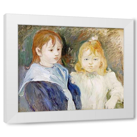 Portrait DEnfants White Modern Wood Framed Art Print by Morisot, Berthe