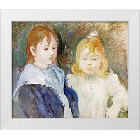 Portrait DEnfants White Modern Wood Framed Art Print by Morisot, Berthe