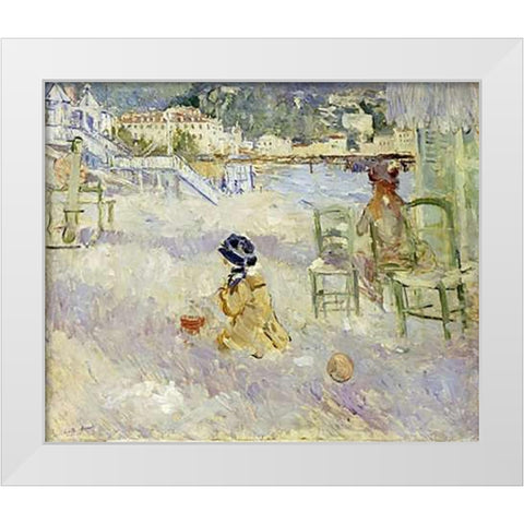 Plage De Nice White Modern Wood Framed Art Print by Morisot, Berthe