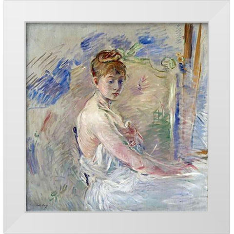 A Young Girl From The East White Modern Wood Framed Art Print by Morisot, Berthe