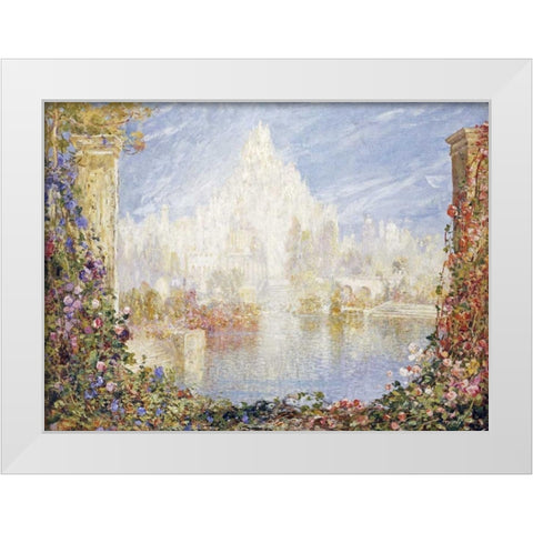 Fairyland Castle White Modern Wood Framed Art Print by Mostyn, Tom