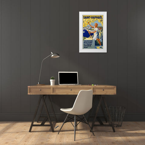 Saint-Raphael, SNCF White Modern Wood Framed Art Print by Munier, J.