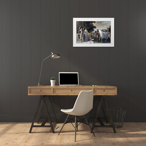 King Charles I and Queen Henrietta Maria White Modern Wood Framed Art Print by Mytens, Daniel