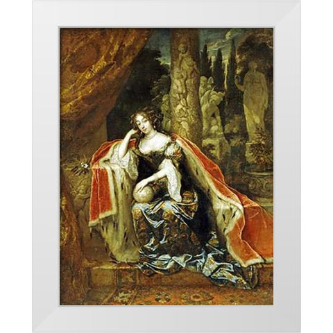 Portrait of Queen Mary Stuart II White Modern Wood Framed Art Print by Netscher, Caspar