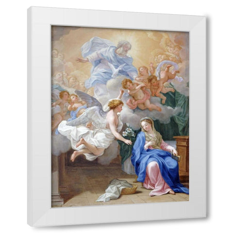 The Annunciation White Modern Wood Framed Art Print by Odazzi, Giovanni