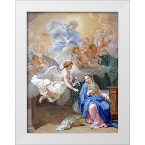 The Annunciation White Modern Wood Framed Art Print by Odazzi, Giovanni