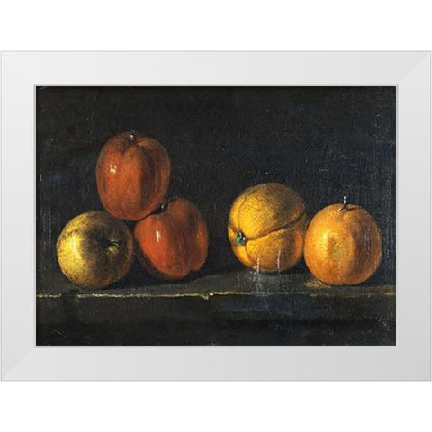 Still-Life With Oranges White Modern Wood Framed Art Print by Oudry, Jacques Charles