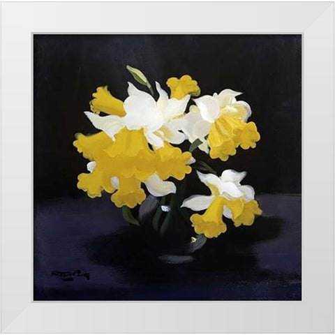 Daffodils White Modern Wood Framed Art Print by Park, James Stuart