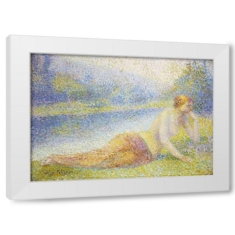 Reclining Nude White Modern Wood Framed Art Print by Petitjean, Hippolyte