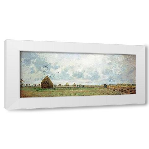 Autumn White Modern Wood Framed Art Print by Pissarro, Camille