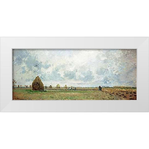 Autumn White Modern Wood Framed Art Print by Pissarro, Camille