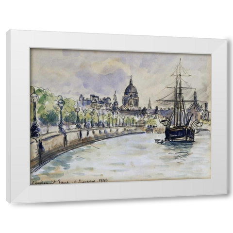 London, St.Pauls Cathedral White Modern Wood Framed Art Print by Pissarro, Camille