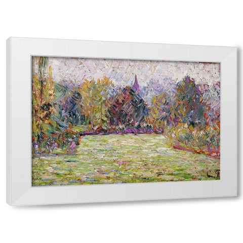 Bazincourt Countryside White Modern Wood Framed Art Print by Pissarro, Camille