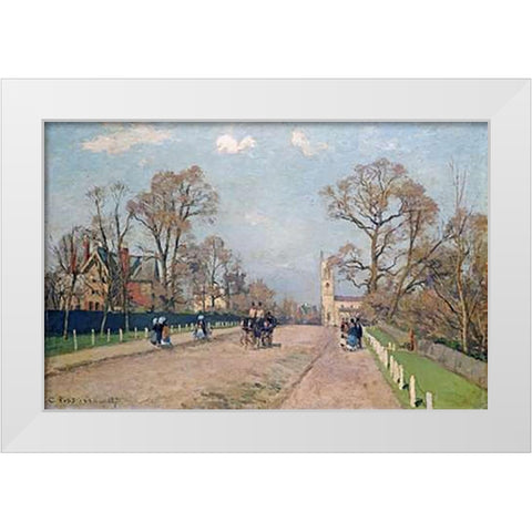 The Road To Sydenham White Modern Wood Framed Art Print by Pissarro, Camille