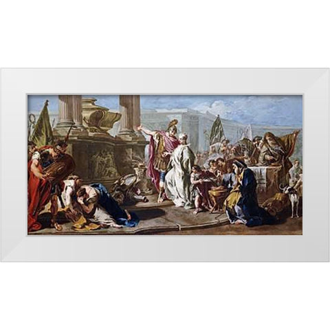The Sacrifice of Polyxena at The Tomb of Achilles White Modern Wood Framed Art Print by Pittoni, Giovanni Battista