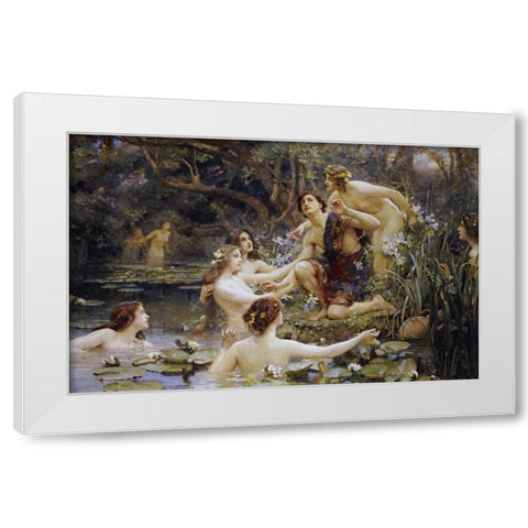 Hylas and The Water Nymphs White Modern Wood Framed Art Print by Rae, Henrietta