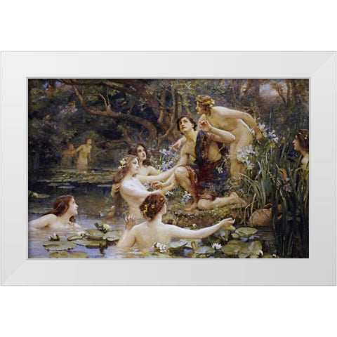 Hylas and The Water Nymphs White Modern Wood Framed Art Print by Rae, Henrietta