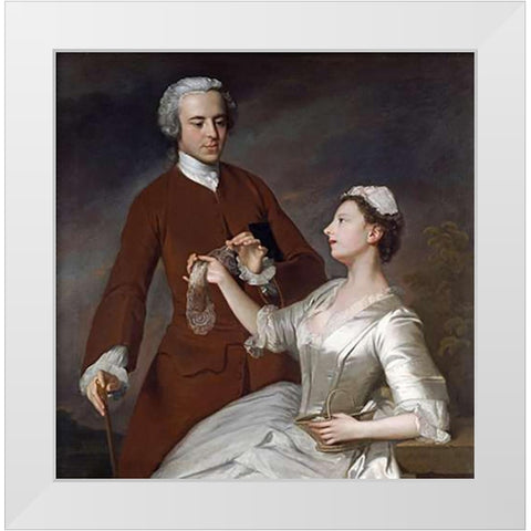 Portrait of Sir Edward and Lady Turner White Modern Wood Framed Art Print by Ramsay, Allan