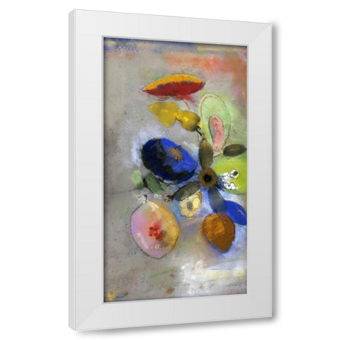 Flowers White Modern Wood Framed Art Print by Redon, Odilion