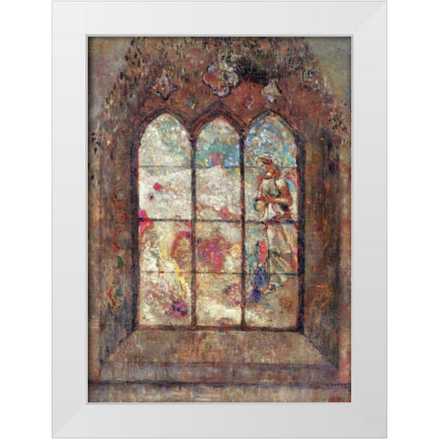The Stained Glass Window White Modern Wood Framed Art Print by Redon, Odilion
