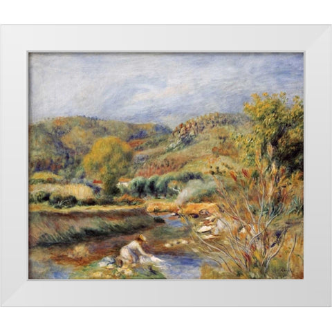 The Washerwoman White Modern Wood Framed Art Print by Renoir, Pierre-Auguste