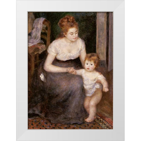 The First Step White Modern Wood Framed Art Print by Renoir, Pierre-Auguste