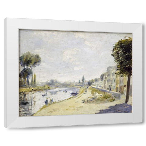 The Banks of the Seine White Modern Wood Framed Art Print by Renoir, Pierre-Auguste