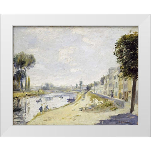 The Banks of the Seine White Modern Wood Framed Art Print by Renoir, Pierre-Auguste