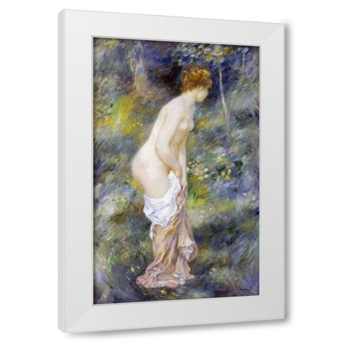 Standing Bather White Modern Wood Framed Art Print by Renoir, Pierre-Auguste