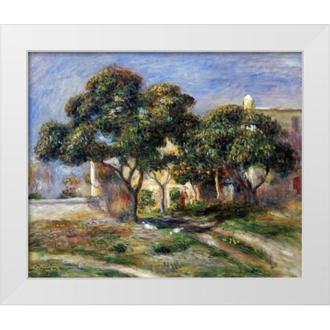 The Medlar Trees White Modern Wood Framed Art Print by Renoir, Pierre-Auguste