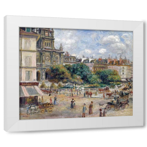 Place De La Trinite White Modern Wood Framed Art Print by Renoir, Pierre-Auguste