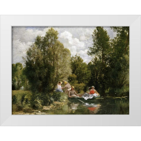 The Pond at Fees White Modern Wood Framed Art Print by Renoir, Pierre-Auguste