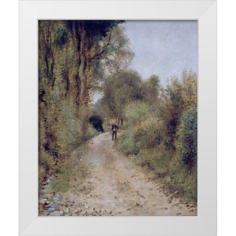 On The Path White Modern Wood Framed Art Print by Renoir, Pierre-Auguste