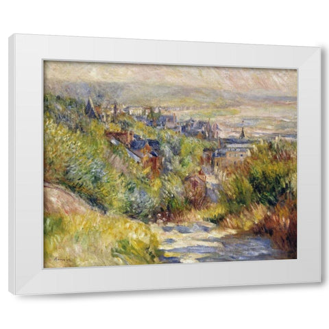 The Heights at Trouville White Modern Wood Framed Art Print by Renoir, Pierre-Auguste