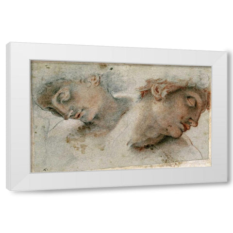 Two Studies of a Head White Modern Wood Framed Art Print by Roncalli, Cristofano