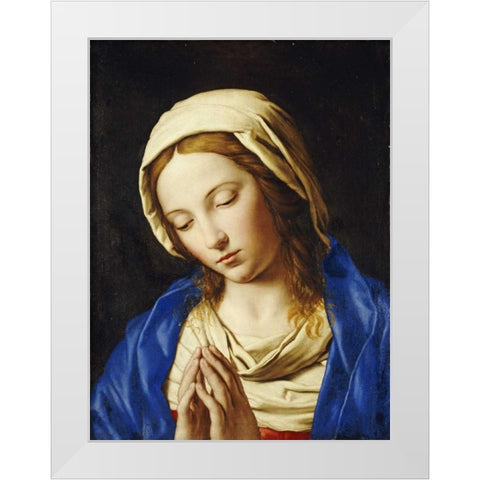 The Madonna at Prayer White Modern Wood Framed Art Print by Salvi, Giovanni Battista
