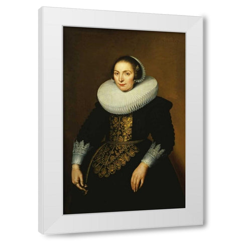 Portrait of a Lady White Modern Wood Framed Art Print by Sarburgh, Bartholomeus