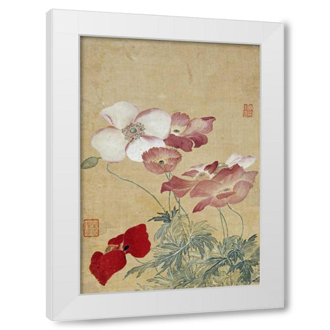 Poppies White Modern Wood Framed Art Print by Shouping, Yun