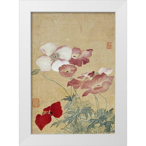 Poppies White Modern Wood Framed Art Print by Shouping, Yun