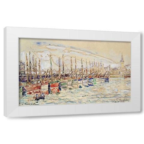 Les Sable DOlonne White Modern Wood Framed Art Print by Signac, Paul