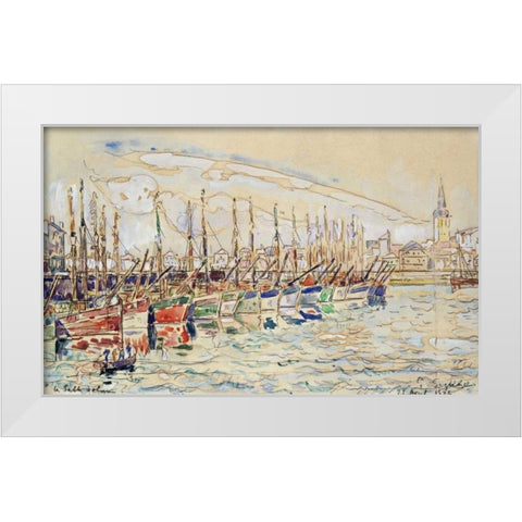 Les Sable DOlonne White Modern Wood Framed Art Print by Signac, Paul