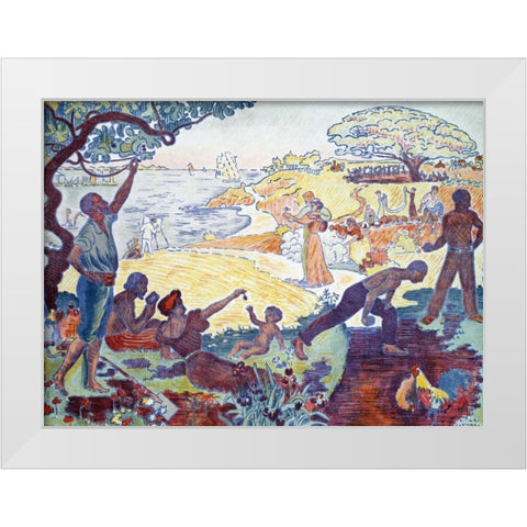 Time of Harmony White Modern Wood Framed Art Print by Signac, Paul