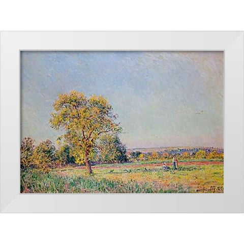A Summers Day White Modern Wood Framed Art Print by Sisley, Alfred