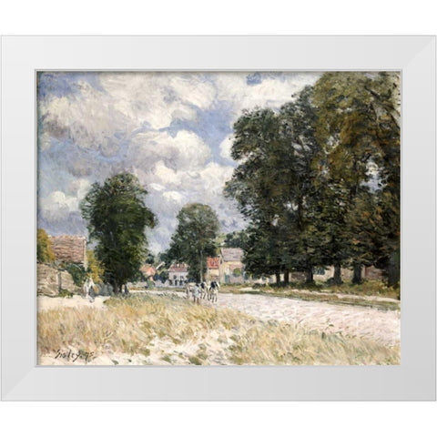 The Road To Marly-Le-Roi White Modern Wood Framed Art Print by Sisley, Alfred