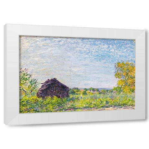 The Windmill at Paille White Modern Wood Framed Art Print by Sisley, Alfred