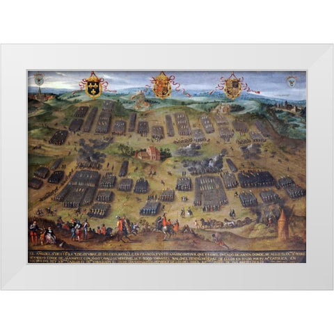 The Battle of Moncontour, 30 October 1569 White Modern Wood Framed Art Print by Snellinck, Jan