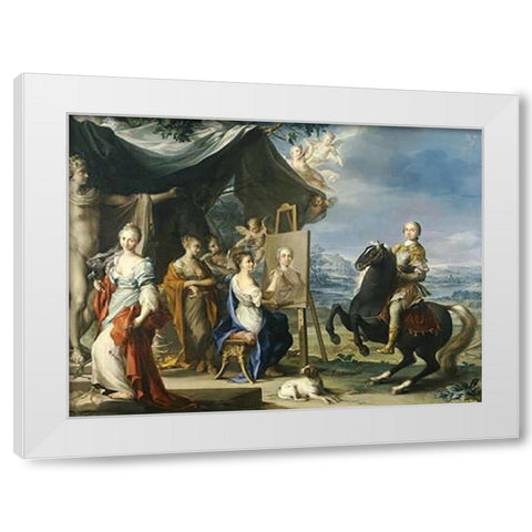 Equestrian Portrait of a Nobleman White Modern Wood Framed Art Print by Stern, Ignaz